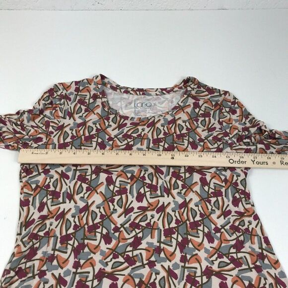 LOGO Lori Goldstein Tunic Colorful Print Asymmetric Top Stretch 3/4 Sleeve XS - Picture 6 of 12